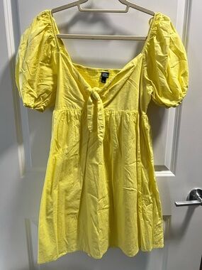 Wild Fable Sunny Yellow Puff-Sleeve Dress
